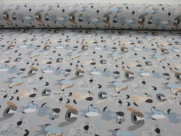 Loneta estampada Dogs Gris