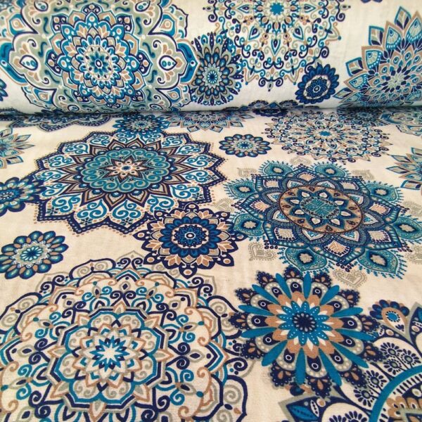 Loneta estampada Namaste Azul