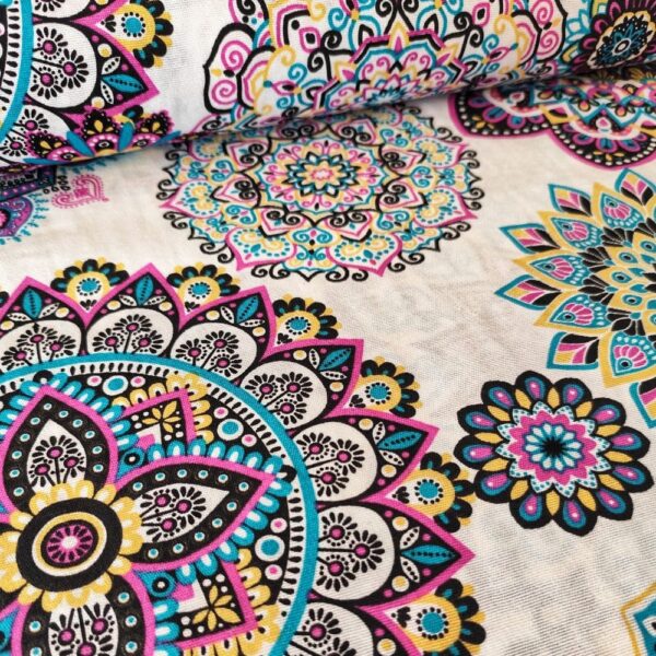 Loneta estampada Namaste Fucsia